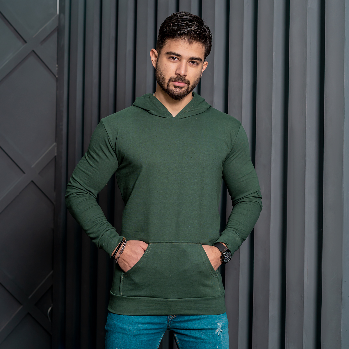 هودی مردانه سبز مدل Ramtin
