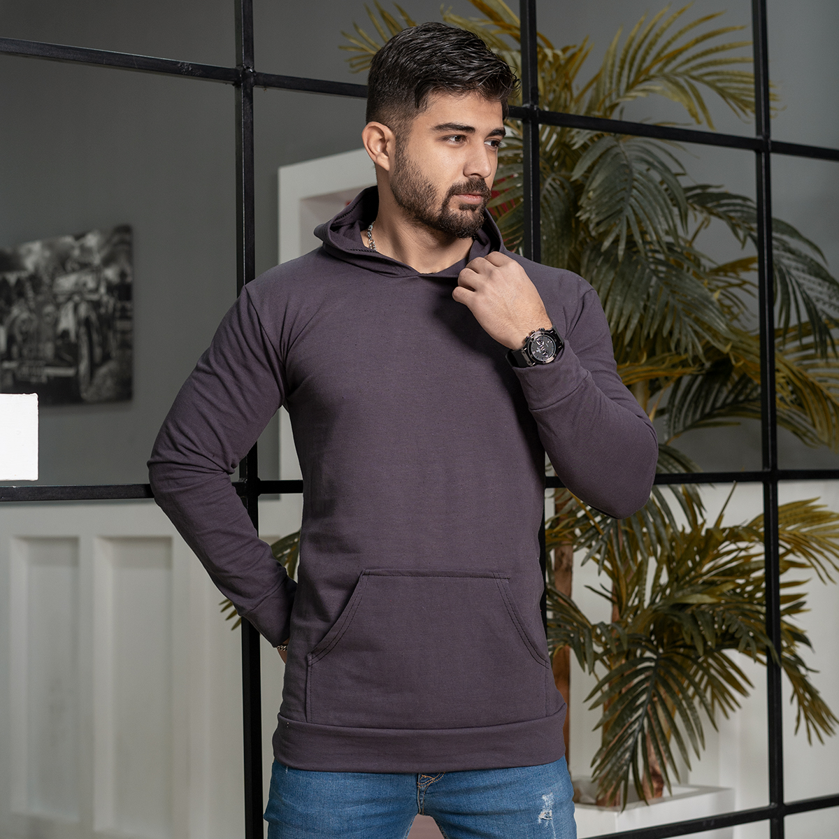 هودی مردانه بنفش مدل Ramtin