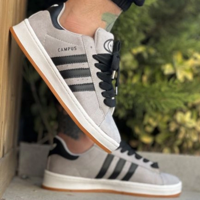 کفش ورزشی مردانه طوسی مشکی مدل Adidas Campus